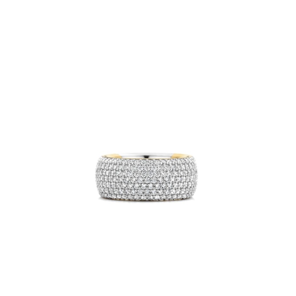 Ti Sento Silver and Yellow Gold Plated Wide CZ Dress Band 12234ZY/56