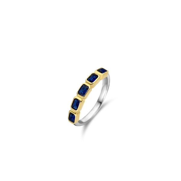 Ti Sento Silver & Gold Plated Blue Cubic Zirconia Rub Set Ring 12274BY/54
