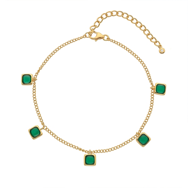 Hot Diamonds X Gemstones Square Green Agate Bracelet DL663