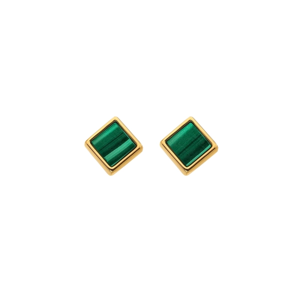 Hot Diamonds X JJ Square Green Malachite Stud Earrings DE762