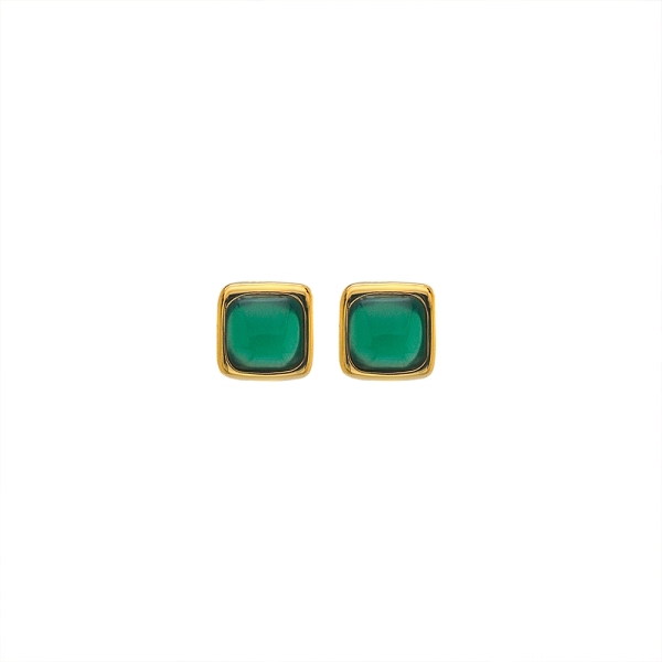 Hot Diamonds X Gemstones Square Green Agate Stud Earrings DE771