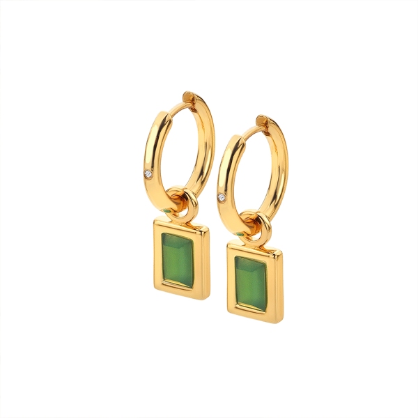 Hot Diamonds X Gemstones Green Chalcedony Drop Earrings DE766