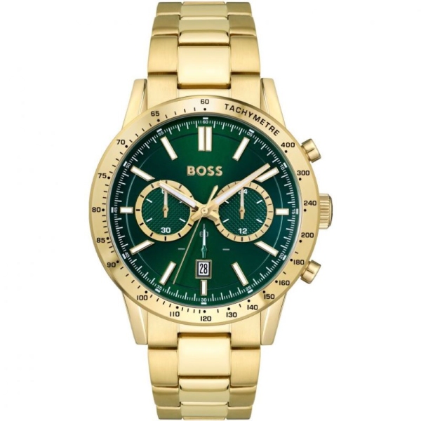 Hugo Boss Allure Gold Plated Green Chronograph Bracelet Watch 1513923