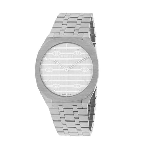 GUCCI 25H Ladies 34mm Silver Dial Watch YA163402