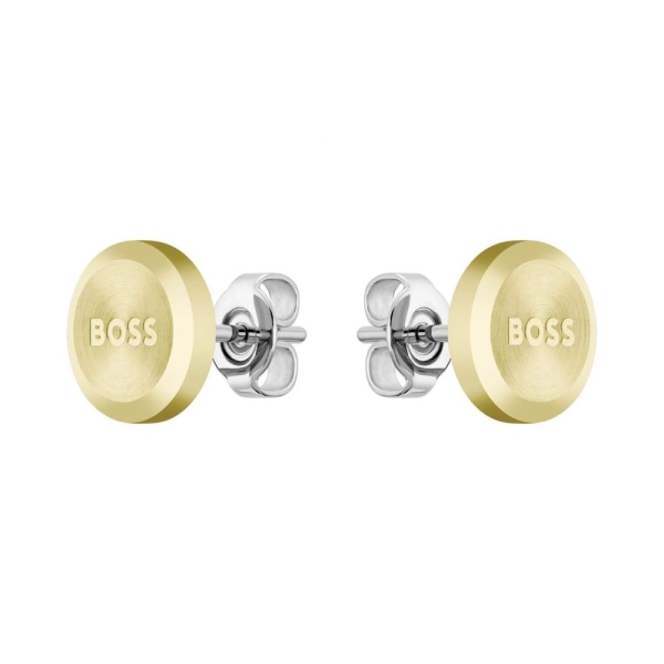BOSS Yann Round Yellow Plated Stud Earrings 1580478