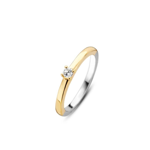 Ti Sento Silver and Yellow Gold Plated CZ 2mm Band 1871ZY/54