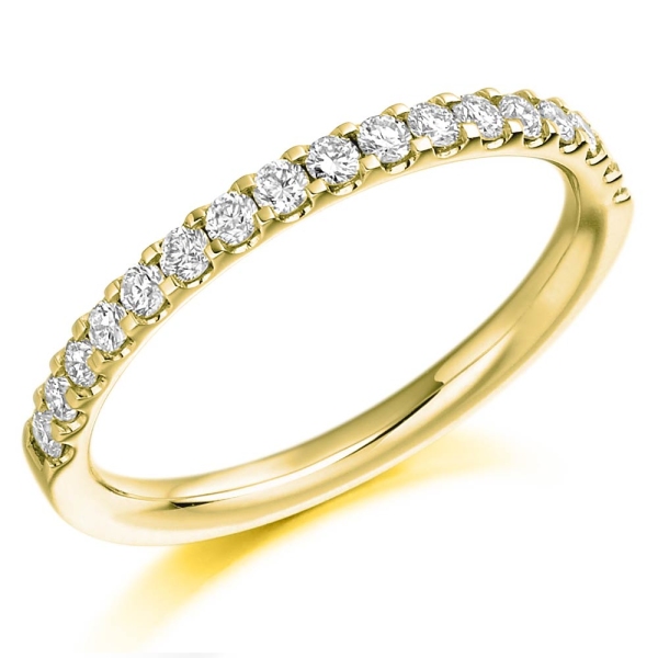 18ct Yellow Gold Round Diamond Claw Set Half Eternity Ring .33cts