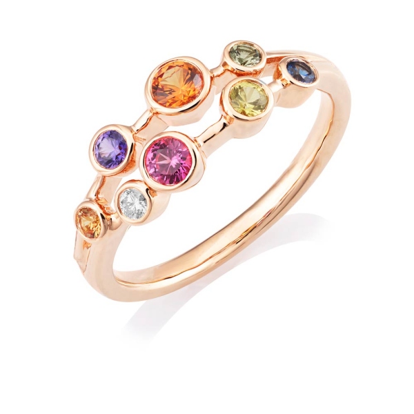 18ct Rose Gold Multi Coloured Sapphire and Diamond Dress Band