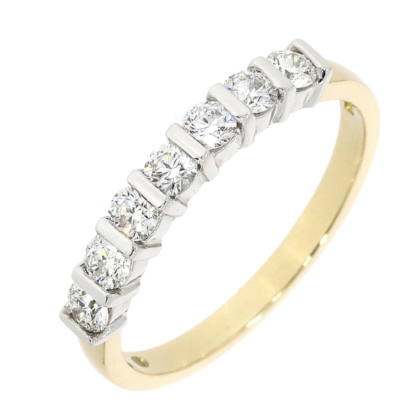 18ct Yellow and White Gold 7 Diamond Eternity Ring .52cts