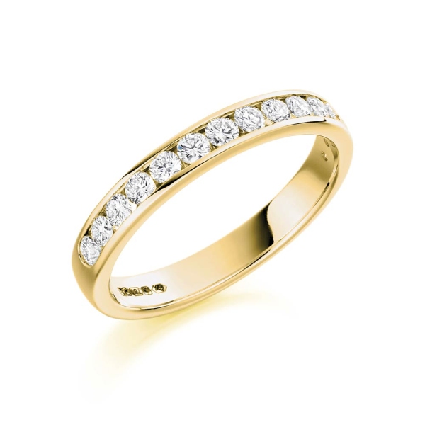 18ct Yellow Gold Brilliant Cut Channel Set Band .50ct