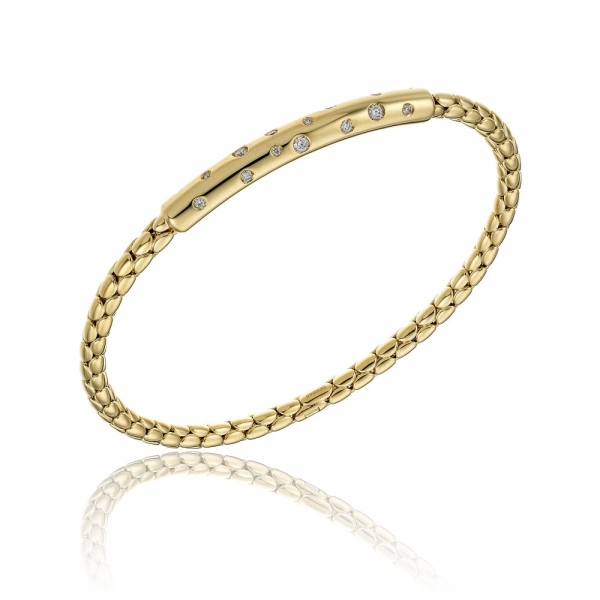 Chimento Stretch Spring 18ct Yellow Gold Diamond Bar Bracelet 1B00920B11180