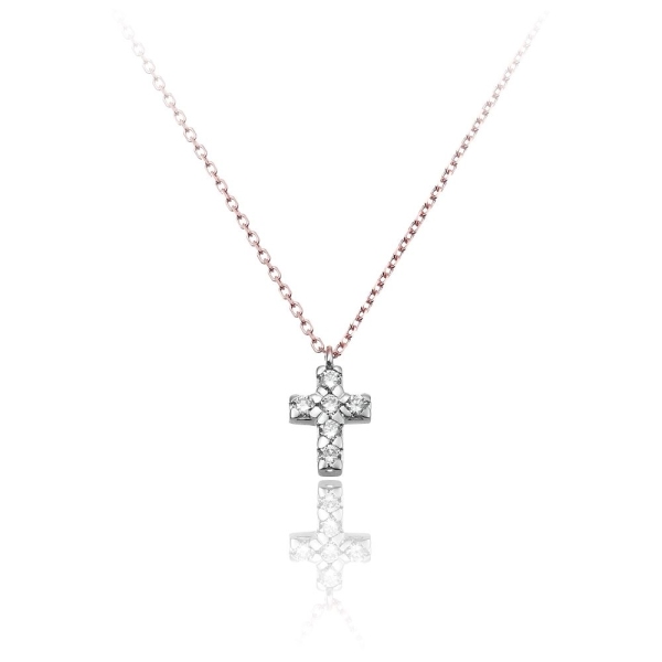 Chimento 18ct Rose Gold Diamond Love In Cross Pendant with 18" Chain 1G09611BB6450