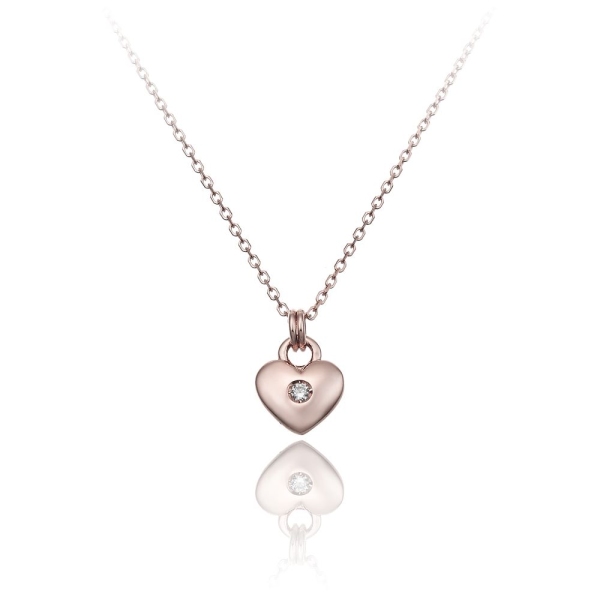 Chimento 18ct Rose Gold Diamond Love In Heart Pendant with 18" Chain 1G09651B16450