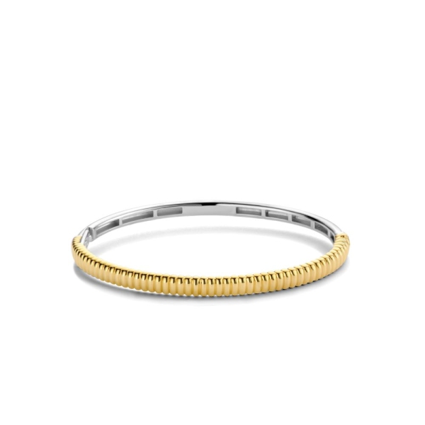Ti Sento Silver and Yellow Gold Plated Lined Hinged Bangle 2956SY
