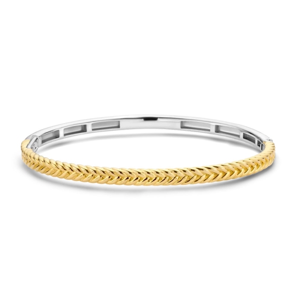 Ti Sento Silver and Yellow Plated Braided Pattern Bangle 2992SY