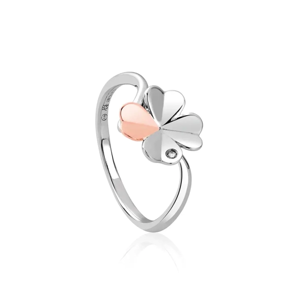 Clogau Pob Lwc Silver and Rose Clover Ring 3SLCL0609