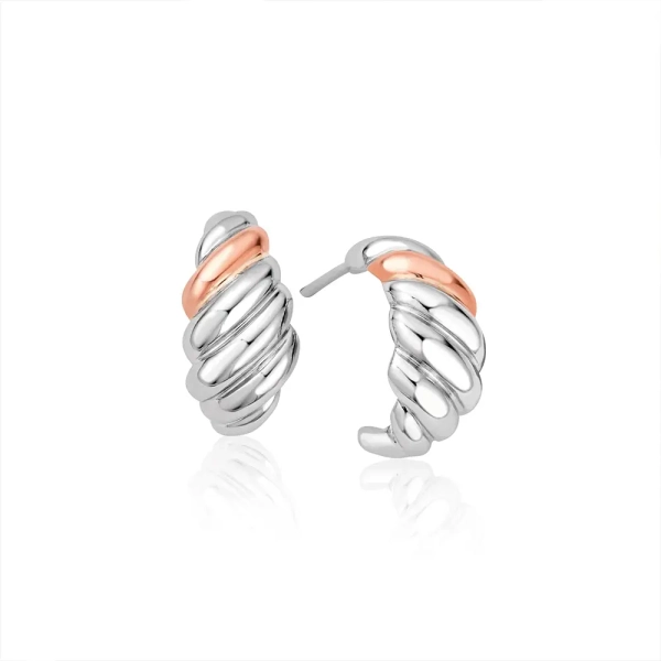 Clogau Lovers Twist Silver and Rose Drop Earrings 3SLTW0614