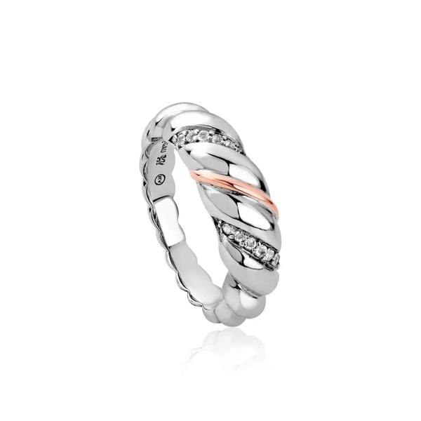 Clogau Lovers Twist Silver and Rose Gold Ring 3SLTW0615