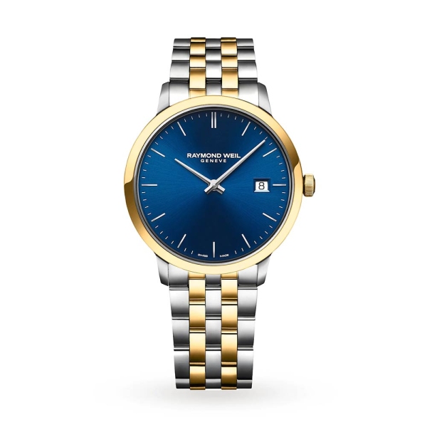 Raymond Weil Toccata Steel and Yellow Blue Dial Bracelet Watch 5485-STP-50001