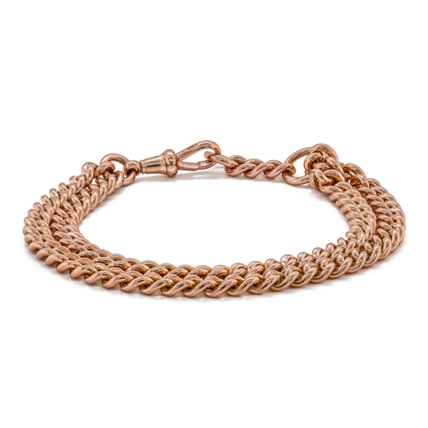 Pre-Owned 9ct Rose Gold 2 Row Curb Chain Bracelet 