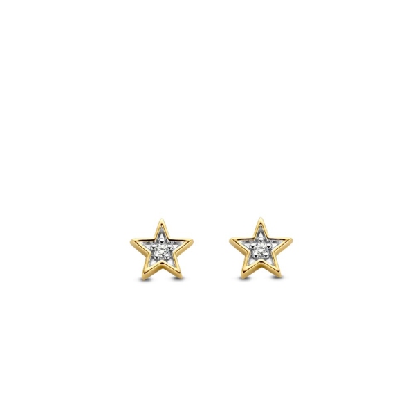 Ti Sento Gold Plated CZ Star Stud Earrings 7863ZY