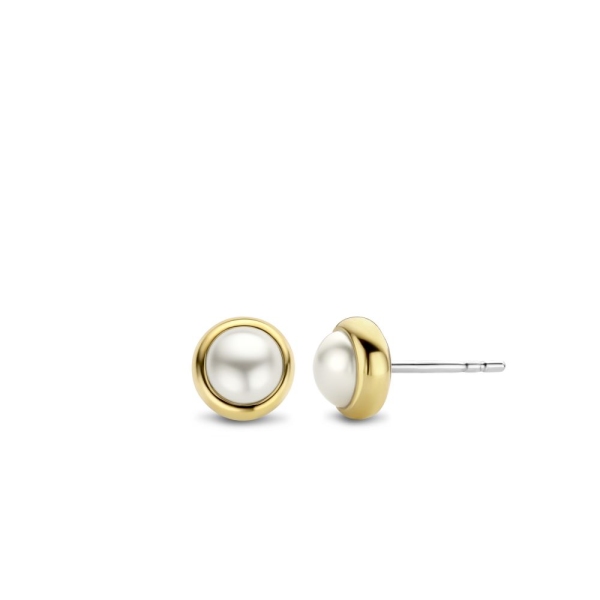 Ti Sento Silver and Gold Plated Pearl Stud Earrings 7875YP