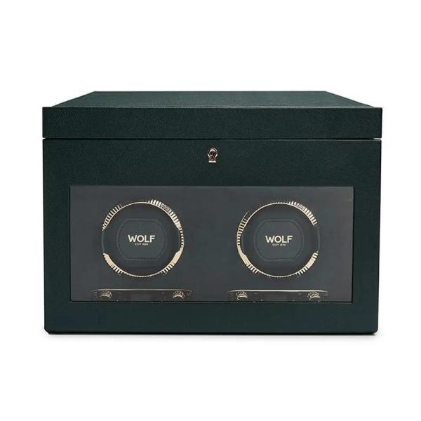 Wolf Racing Green Double Watch Winder with Storage 792241