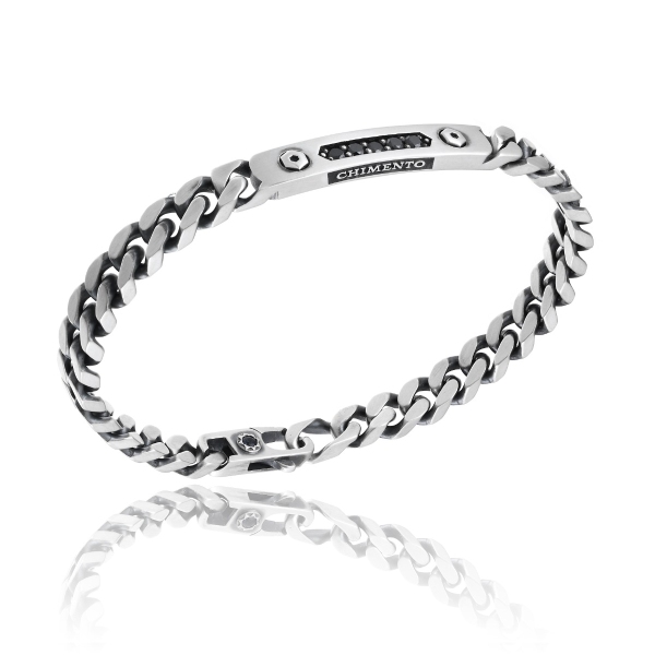 Chimento Gents Silver Flat Curb Link Bracelet