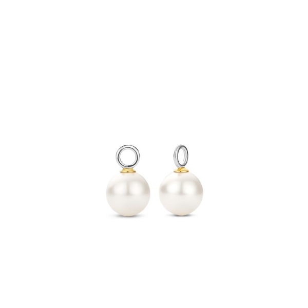 Ti Sento Silver and Gold Plated Pearl Ear Charms 9236PW