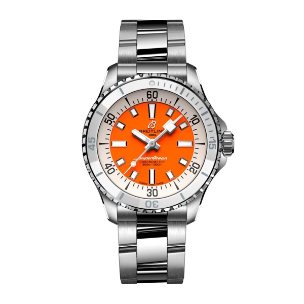 Breitling Superocean 36mm Orange Dial Bracelet Watch A17377211O1A1