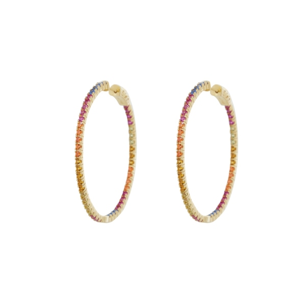 Carat Silver and Yellow Gold Plated Rainbow Small Hoop Earrings