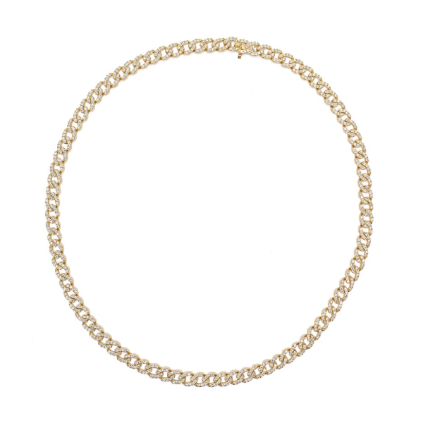 18ct Yellow Gold Brilliant Cut Diamond Open Link Necklace 16"