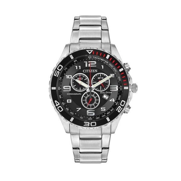 Citizen Eco-Drive Chronograph Black Dial bracelet Watch AT2121-50E