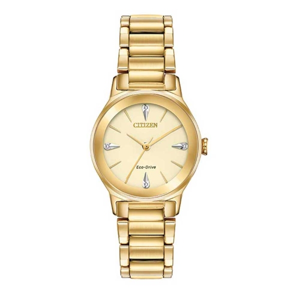 Citizen Ladies Eco-Drive Axiom Yellow Gold Plated Watch