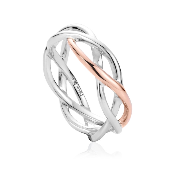 Clogau Silver and Rose Gold Eternal Love Weave Ring 3SCMG54