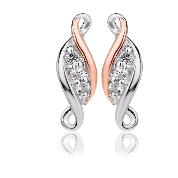 Clogau Silver and Rose Gold Past Present Future Stud Earrings 3SPPFE
