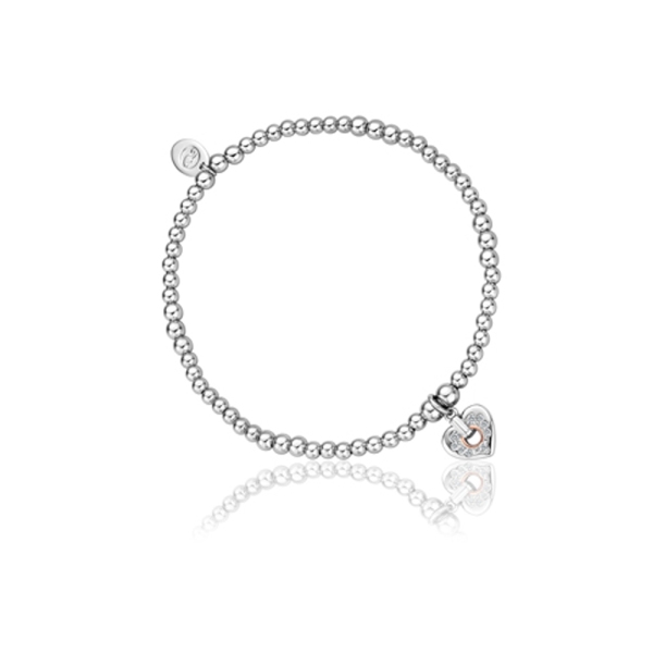 Clogau Silver Cariad Sparkle Heart Beaded Bracelet 3SBB85
