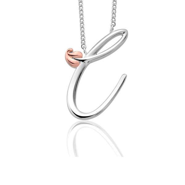 Clogau Tree of Life Silver and Rose Gold Initial C Necklace 3SITOLP03