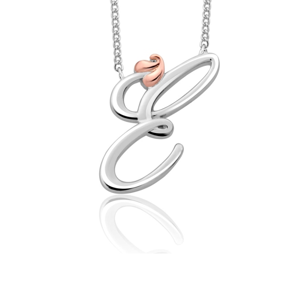 Clogau Tree of Life Silver and Rose Initial E Necklace 3SITOLP05