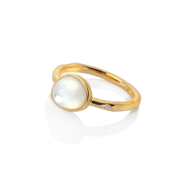 Hot Diamonds X Jac Jossa Silver and 18K Gold Plated Calm Mother of Pearl Ring DR231