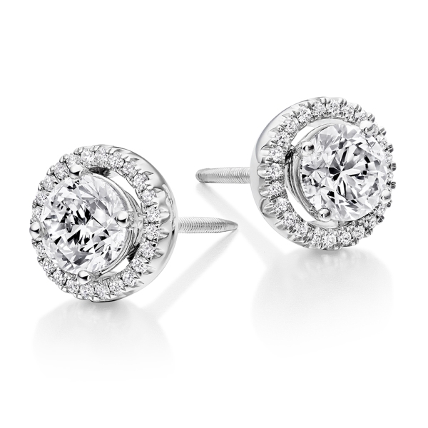 18ct White Gold Earrings with Removable Diamond Halo Studs  
