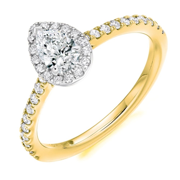 18ct Yellow Gold Pear Diamond Cluster Ring Total .59cts