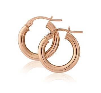 9ct Rose Gold Small Plain Polished Hoops