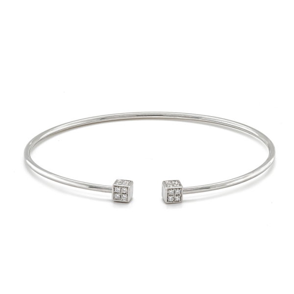 18ct White Gold Torque Bangle with Cubed Diamond Set Ends