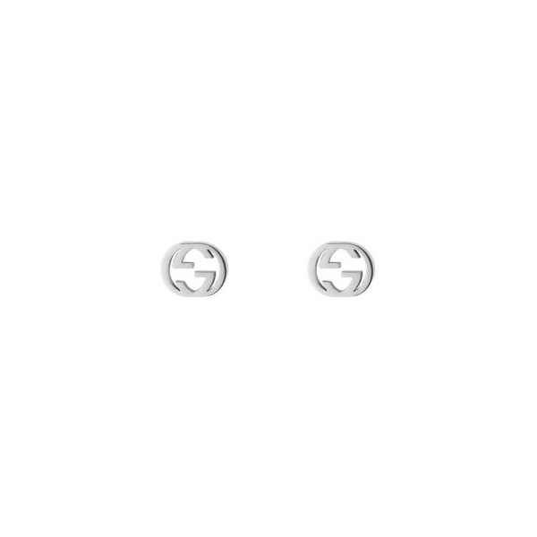 Gucci 18ct White Gold Interlocking G Stud Earrings YBD66211100200U 