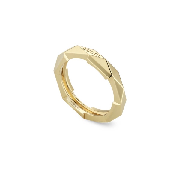 Gucci  Link to Love 18ct Yellow Gold 4mm Studded Ring YBC662177001