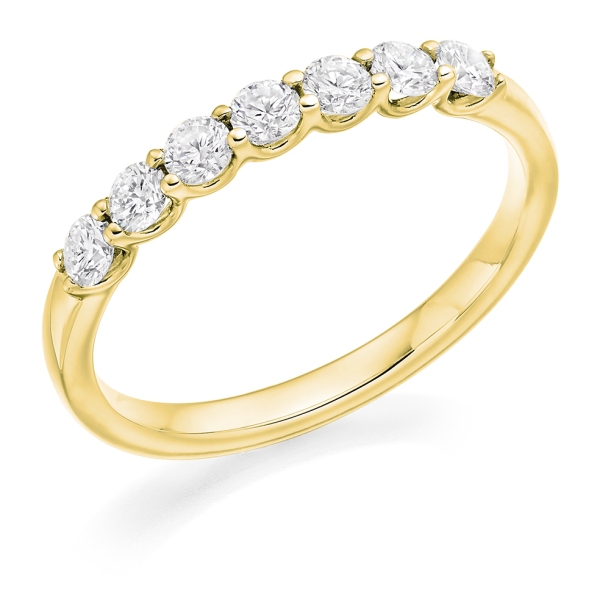18ct Yellow Gold 7 Diamond Claw Set Ring .50cts