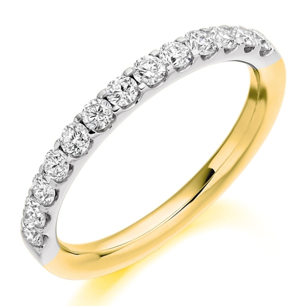 18ct Yellow and White 12 Diamond Claw Set Eternity Ring .50ct