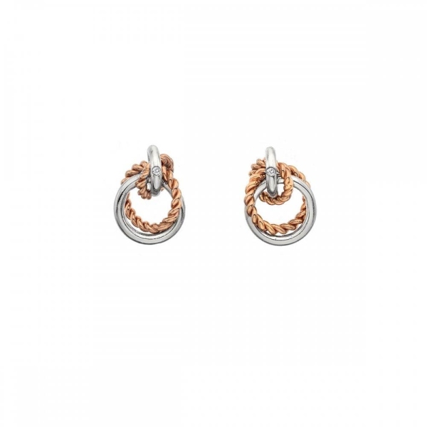 Hot Diamonds Unity Circle Silver and Rose Stud Earrings DE611