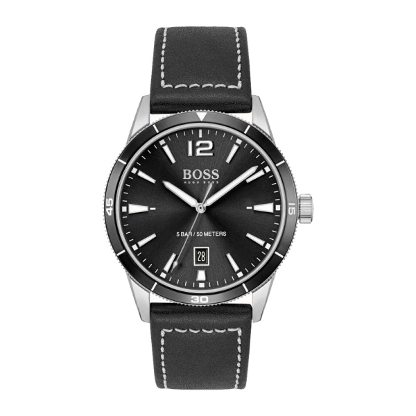 Hugo Boss Black 42mm Leather Strap Watch and Bracelet Gift Set 1570124